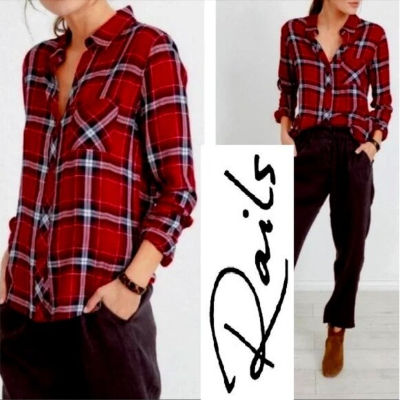 Rails Hunter Plaid Flannel Button down Shirt - Picture 2 of 8